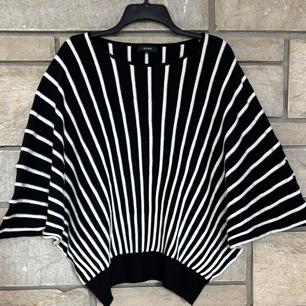 Alfani Women's Black and White Striped Dolman Sweater